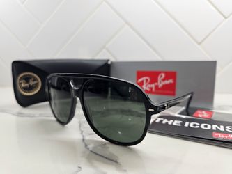 MEN'S RAY-BAN  RB2198 BILL 60mm BLACK FRAME W/GREEN LENS