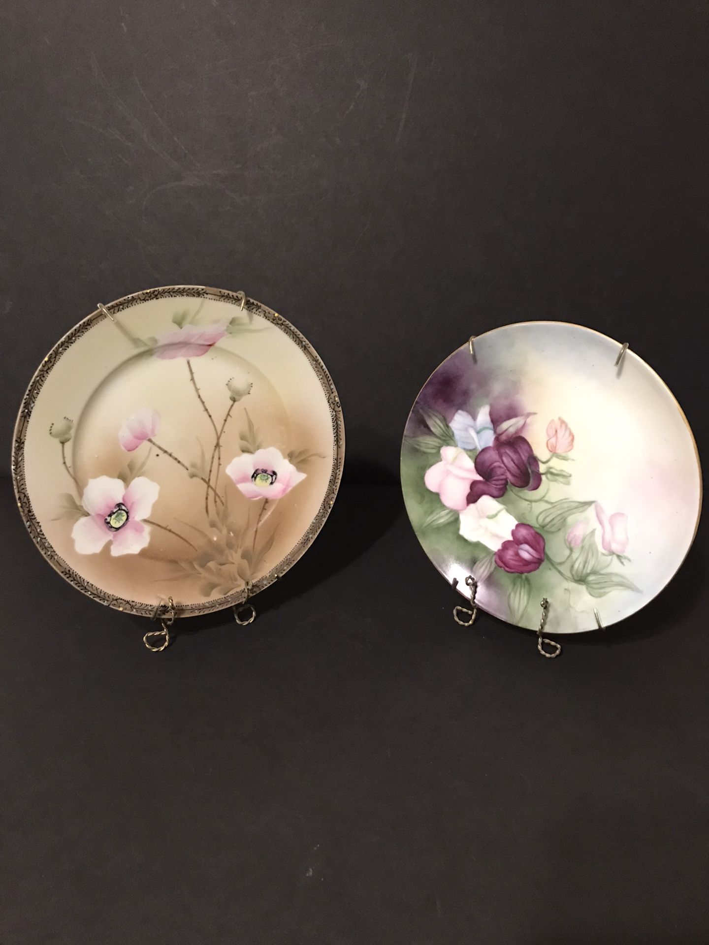 Vintage Floral Plate Combo 1 Weimar Germany 7 3/4” & 1 The Jonroth Nippon 8 1/4”