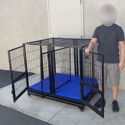 New in box $280 X-Large 49” Heavy Duty Folding Dog Cage 49x38x43” Double-Door Kennel w/ Divider 