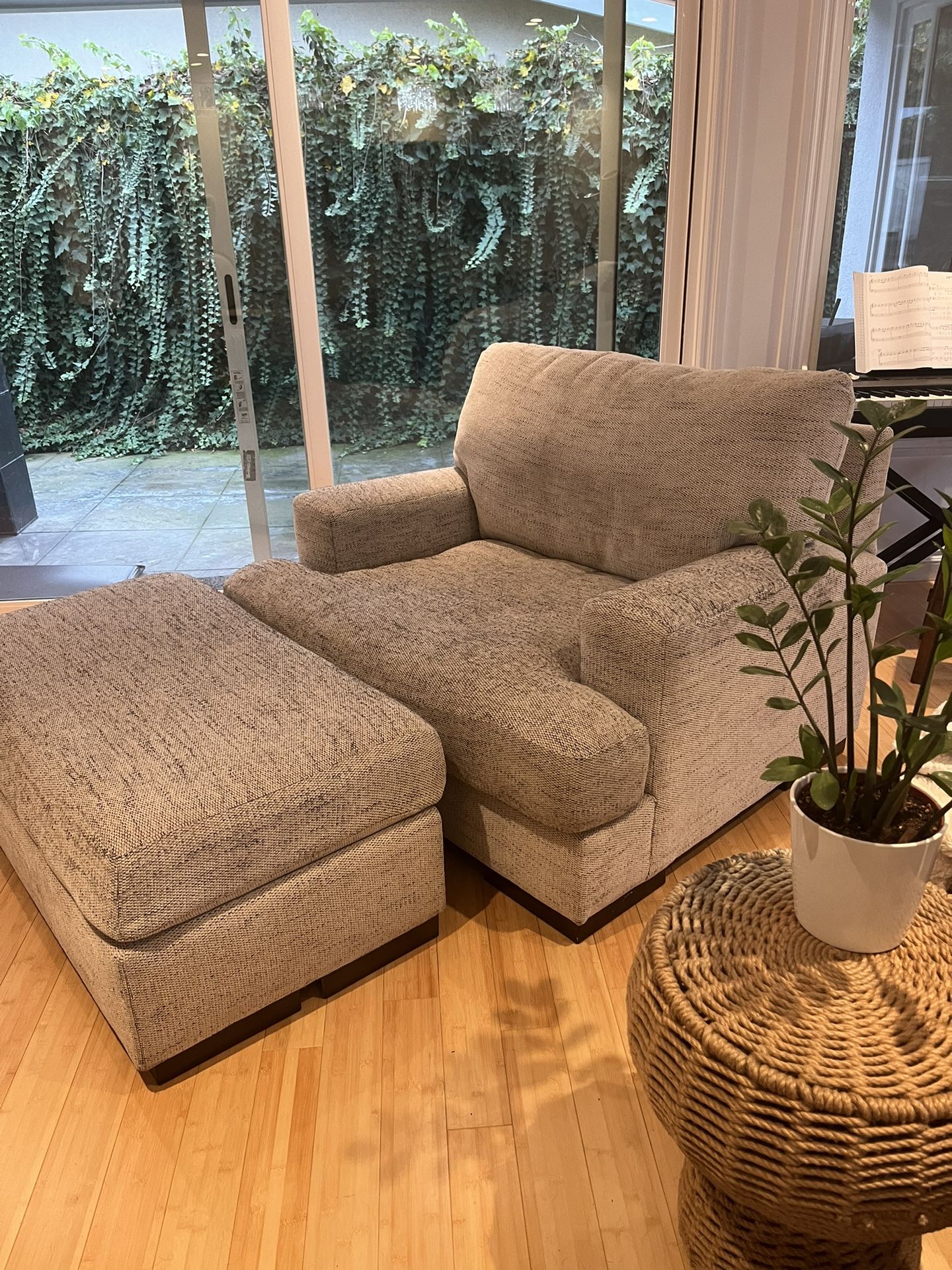 Oversized Grey Upholstered Chair