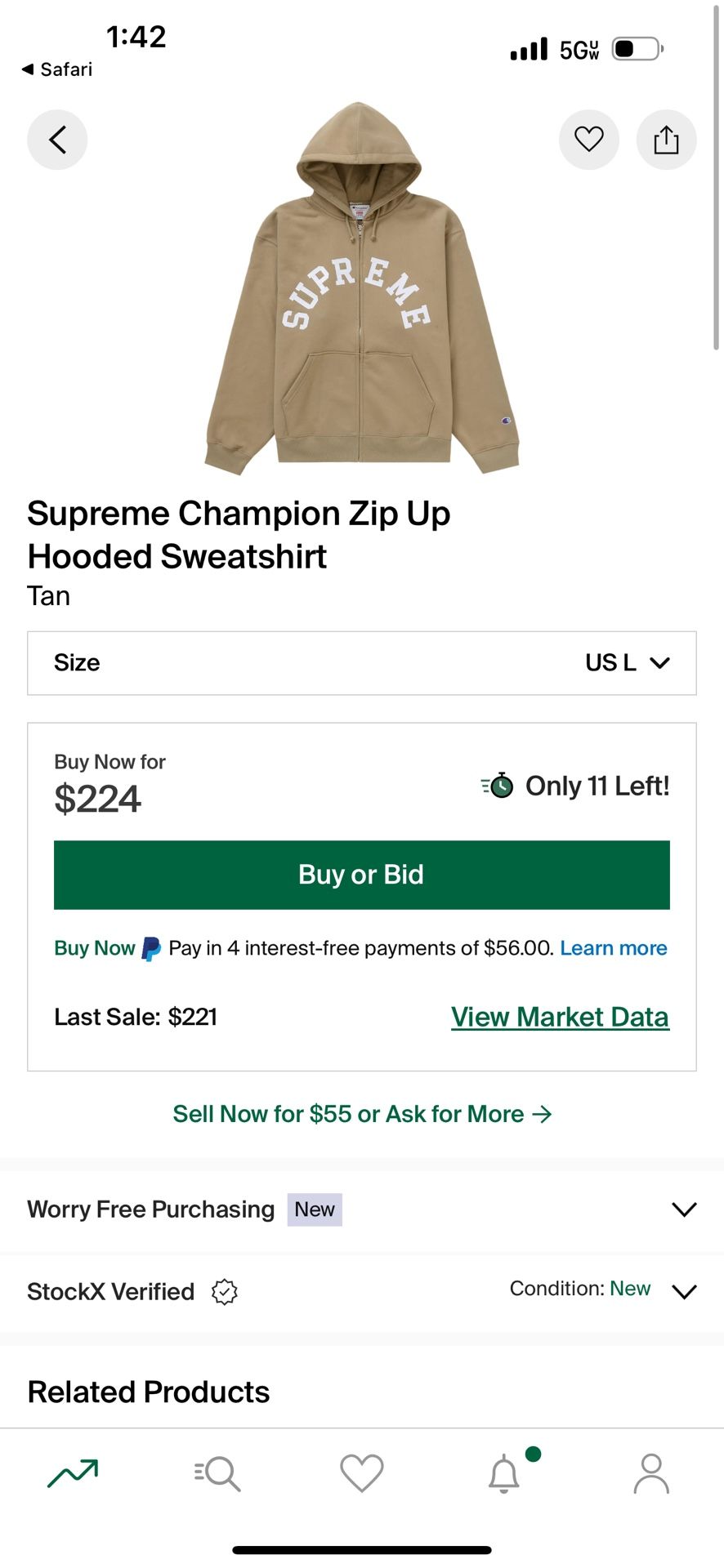 Supreme Hoodie Size large