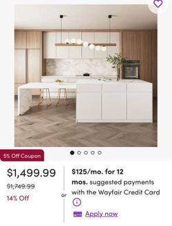 Modern Kitchen Island (use as dining table!) with Marble Pattern Top and Storage