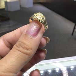 10k Gold Nugget Ring With Diamond Cuts Design ..special Special ..