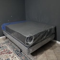 🔥 Special Sales 🔥- Queen Mattress Come With Rails Frame And Free Box Spring - Same Day Delivery 