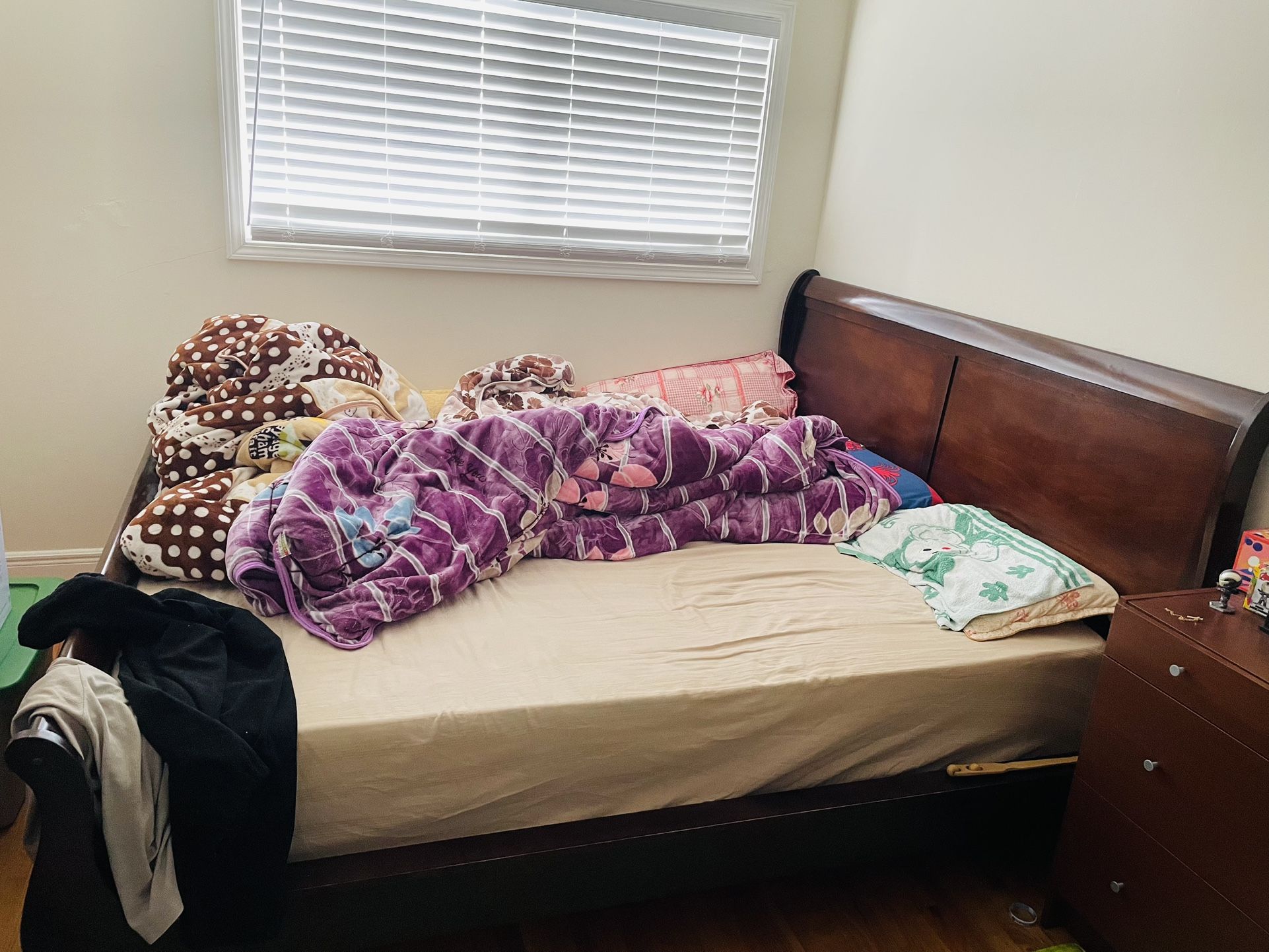 Solid Wood Extra Big King Size Bed 90.5” X 78” W/ Mattress