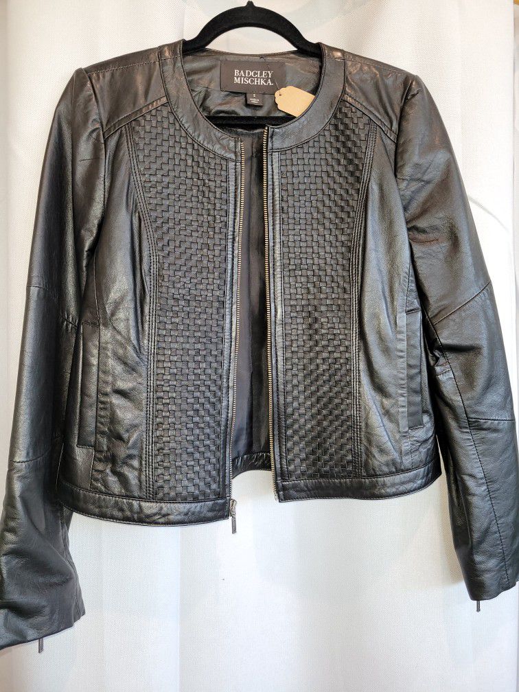 Badgley Mischa Black Leather Jacket, Size S