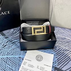 Versace Leather Belt With Box New 