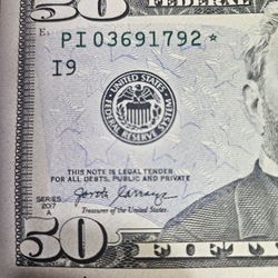 2017A $50 Dollar Bill Star Note ( Pickup Only )