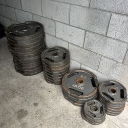 Used Olympic Grip Plates - 960 Total Lbs