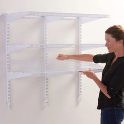 6455: NEW Rubbermaid 36" Pantry Organization Shelf System, Direct Wall Mount, 4 Shelves and Mounting Hardware Kit Included, White, Wire Shelving Syst