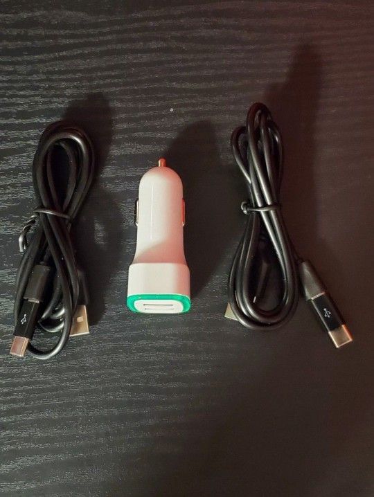 Micro Usb Type C Cables With Dual Led Car Charger