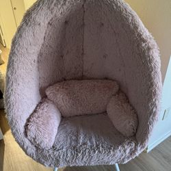 Cozy Pink Fuzzy Egg Chair.