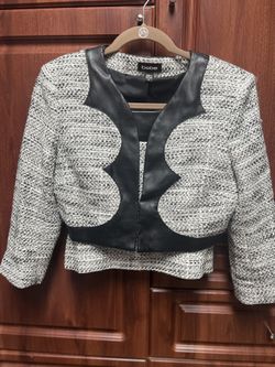 BEBE  Leather Trim  2 Piece  Tweed Set