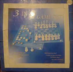 3 in 1 glass chess and checkers