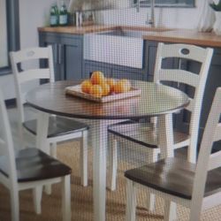 (TABLE Set 2 Chairs) Round drop leaf dining table 
