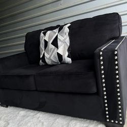 Nice Black 2pc Sofa Couch Set