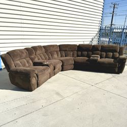 Huge 7pc Reclining U-Shape Sectional Sofa w/ Cupholders, Recliners, & Storage