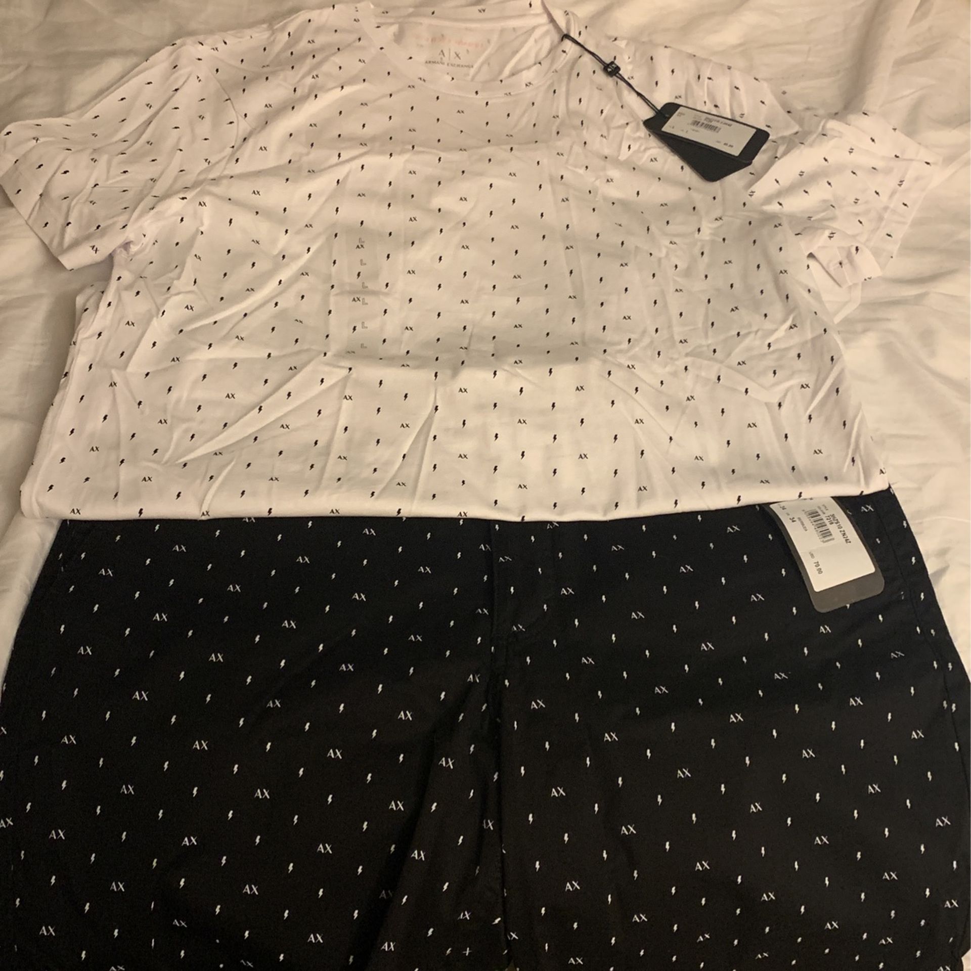 Lg Armani Exchange Black And White Short Set