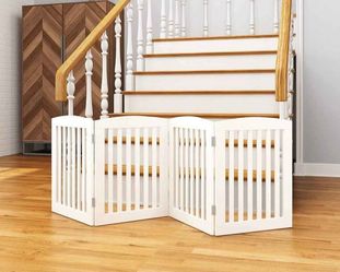 Solid Wood sturdy 4 panel  freestanding Pet Gate 24" tall 72" long
