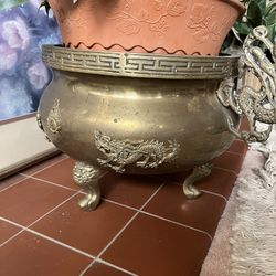 Antique Brass Asian Pot