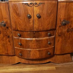 1920's Antique WALNUT BAR POP OPEN LIQUOR WINE CABINET