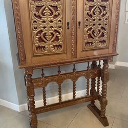 Antique Wood Storage Chest Cabinet
