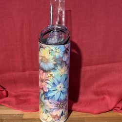 20oz Stainless Steel Tumbler Set With Flower Design