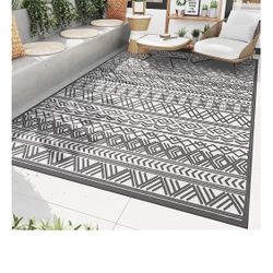Outdoor rug mat non slip machine washable woven rugs 5x8ft Outdoor patio rug rubber backed geometric Outdor decorations for deck balcony