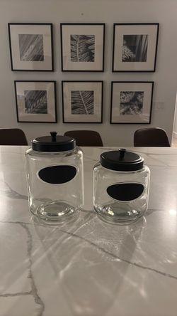 Glass Canister Jars with Black Lids – Set of 2