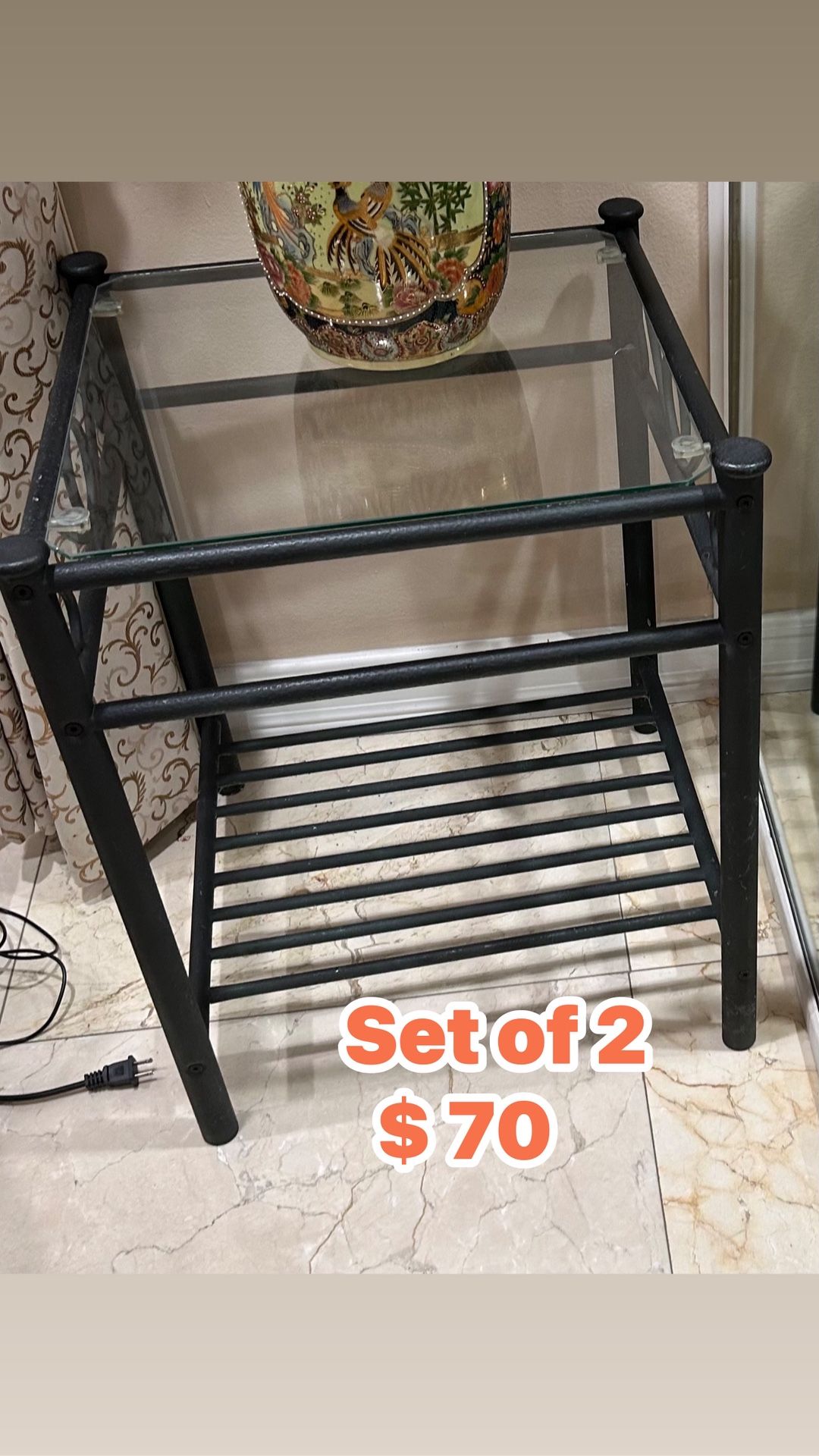 πΆπ© Accent side glass table Bedroom/ Living room (set os 2)