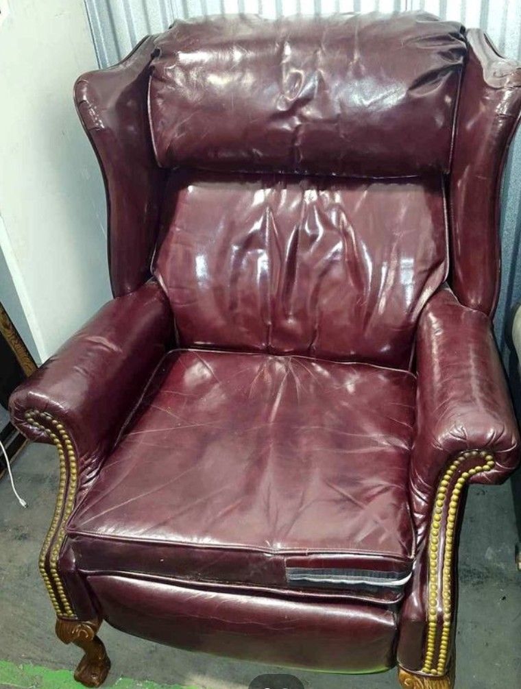 Leather Burgundy Recliner.