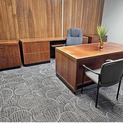 Wood Office Desk Set 