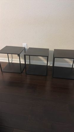 3 small metal tables
