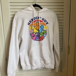 White Nerdin’ Out Hoodie with Colorful Graphic
