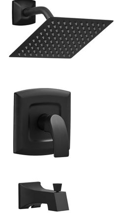 Tub Shower Faucet, Matte Black Shower Faucet Set with valve 8-Inch Square Rain Shower Head and Tub Spout $52