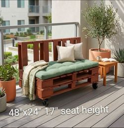 Wood Pallet Bench with Wheels and Cushion