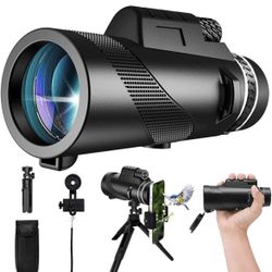 80X100 Monocular Telescope, Monoculars for Adults High Powered with Smartphone Holder & Tripod, BAK-4 Prism Monocular