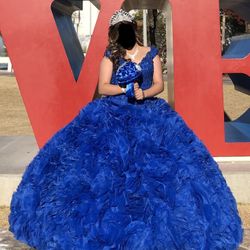 Size 16 Royal Blue Quinceañera Dress (quince, sweet sixteen 16, Corset Back)