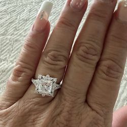 NEW! 3CTW. Princess Halo Cut, Genuine Moissanite Gemstone Engagement Ring, Please See Details 💕