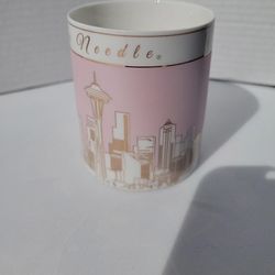 2019 Seattle Space Needle Commemorative Coffee Cup Mug White & Pink Skyline 