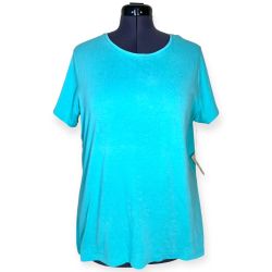 NWT St. John's Bay Aqua Short Sleeve Round-Neck Essential T-Shirt Women’s XXL