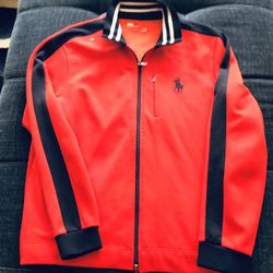 Men’s Ralph Lauren RLX Zip Up Jacket Big Pony Sz XL Polo, Red/Blue, Cotton/Poly