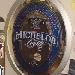 Giant Oval Michelob Light Advertising Bar Mirror
