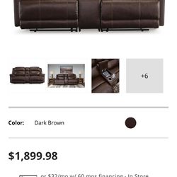 2 Original leather Recliner sofa