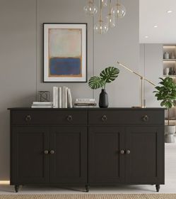Modern Versatile 55” Black Sideboard & Buffet Storage Cabinet