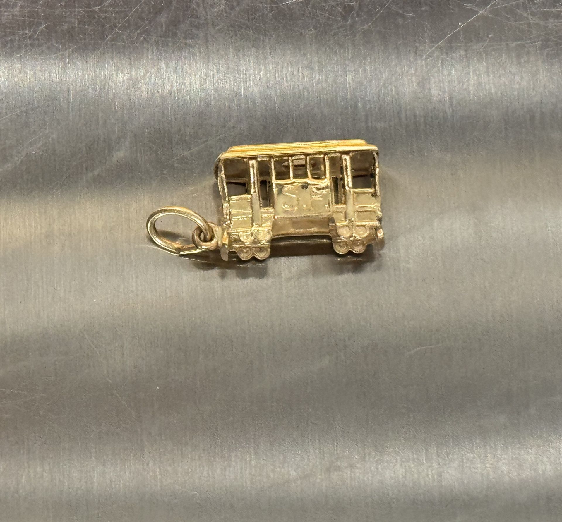 Vintage 14K Yellow Gold Trolley Charm S.F Pendant  2 Grams