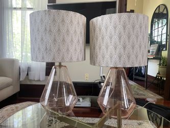 Glass Base Table Lamps With Art Deco Shades