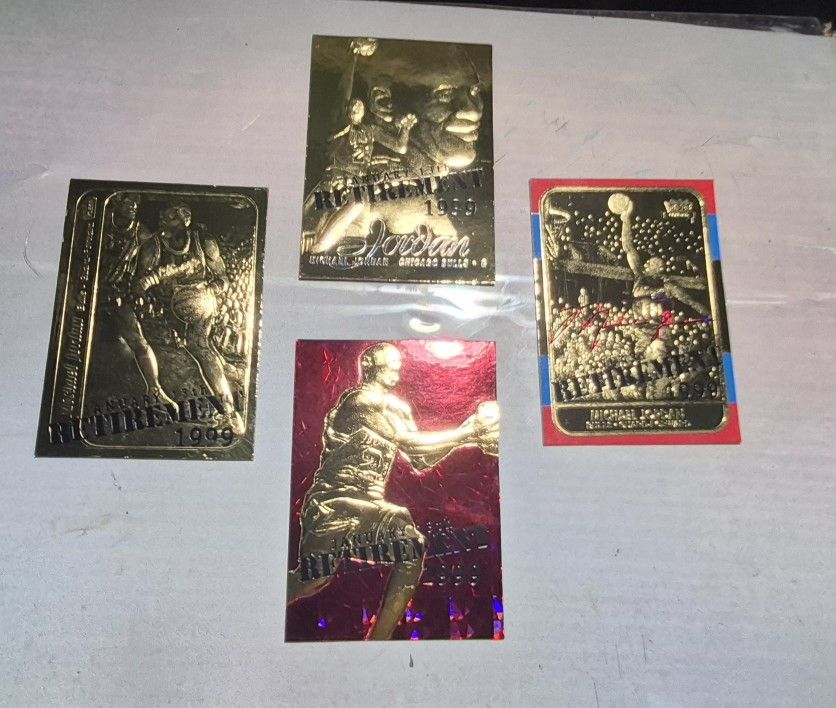23 Kt Gold 1997 Fleer Michael Jordan Retirement Set Serial Numbered 23 Karat Gold
