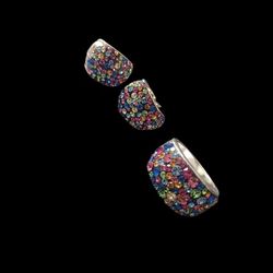 Multi Colored stone Ring And Earrings Set