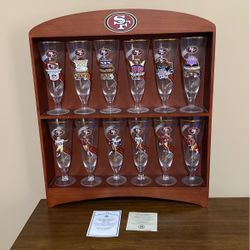 San Francisco 49ers Pilsner Glasses With Shelf By Bradford Authenticated